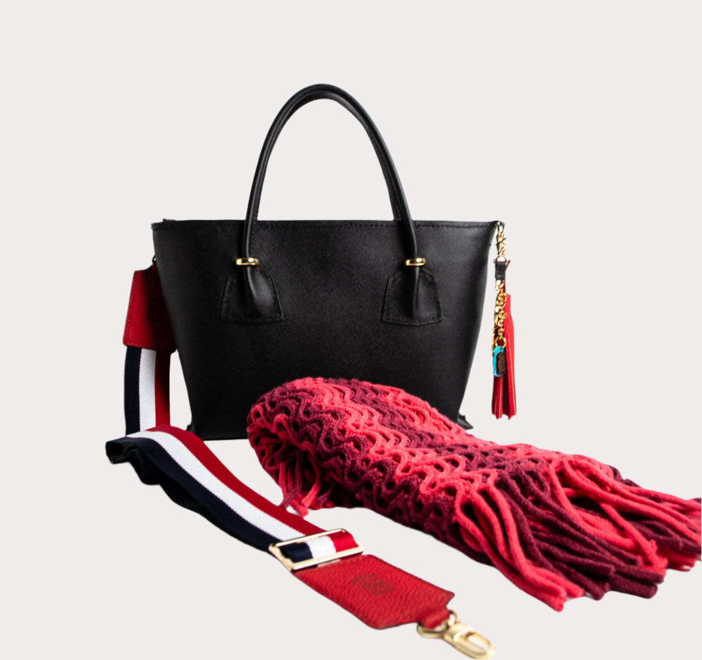 red white and blue adjustable handbag strap