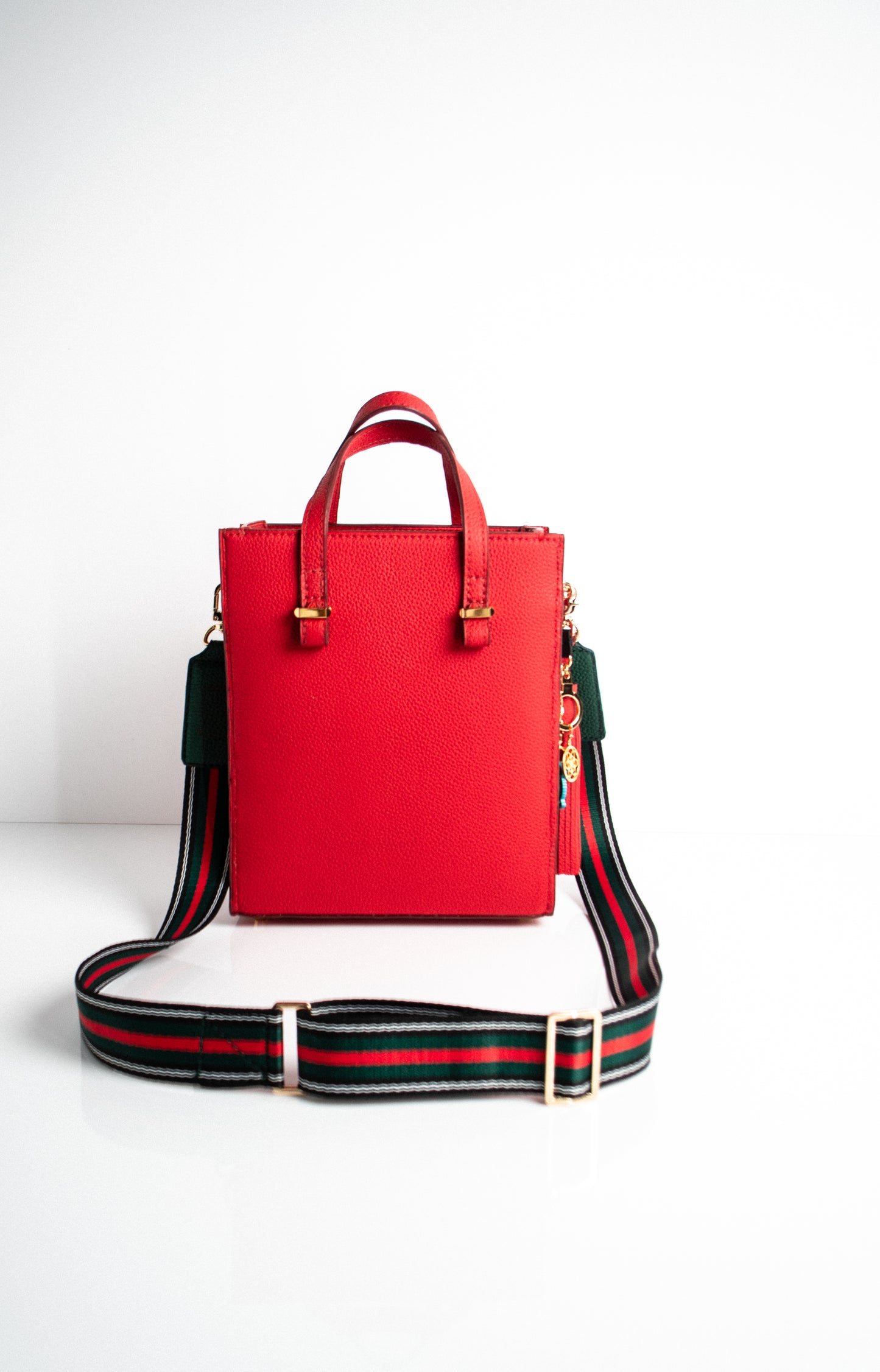 where to buy a red and green striped crossbody bag strap with togo leather ends