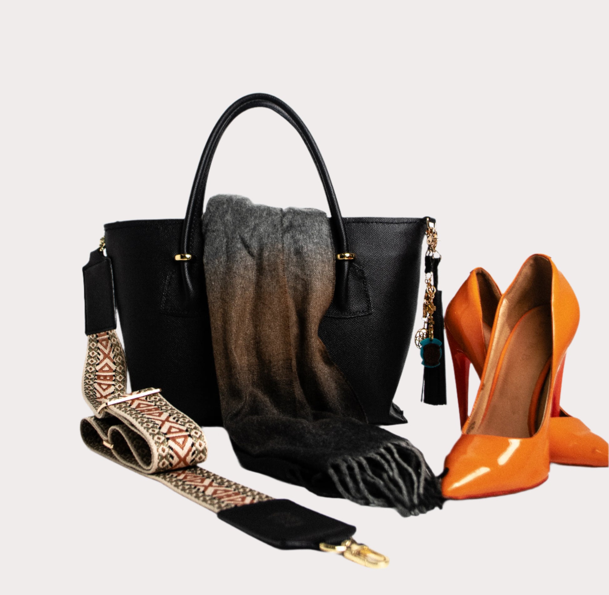 Gift for her: unique handbag strap with geometric pattern

