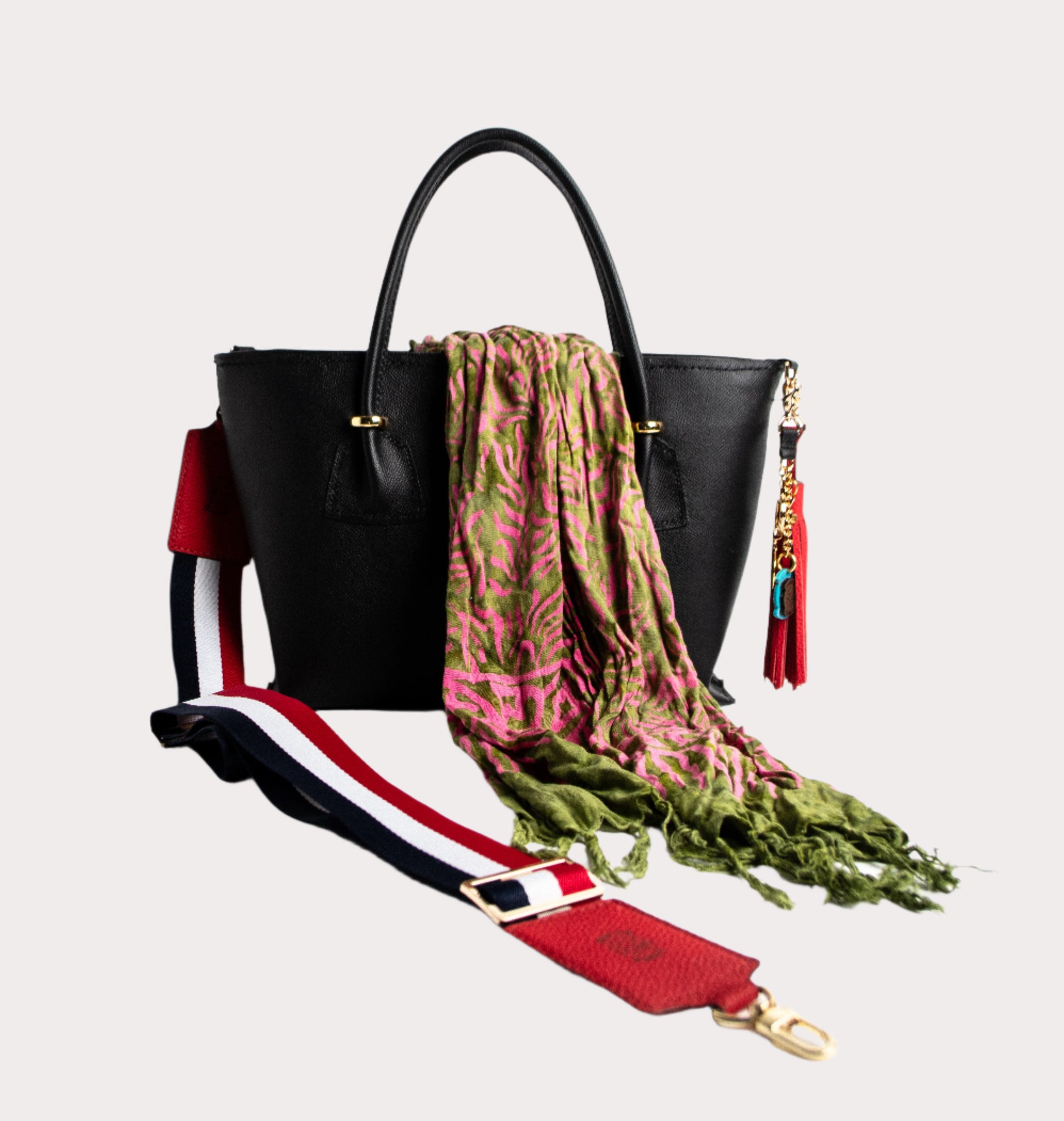 where to buy red white and blue striped handbag strap with gold hardware
